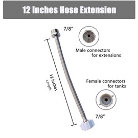 CHOMLEY 12" Toilet Connector Hose, Toilet Supply Hose Extension Compatible with TOTO Series Wash Let Toilet 7/8 Female to 7/8 Male Prevent Leaking of Bidet Sprayer T Adapter Connection to Toilet Tank