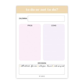 BYANIKA A6 Pros Cons List Pad | Decision Making Notepad Checklist | Dilemma Decider | Unique Stationery Gifts