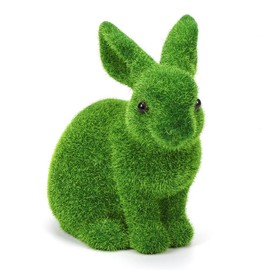 Meleager Decorative Easter Bunny Moss, Easter Bunny Decoration, Large, 1 Piece Easter Bunny Figures, Green, 18 x 17 x 10 cm, Garden Statue Easter Bunny Decoration, Rabbit Sculpture, Easter Decoration,