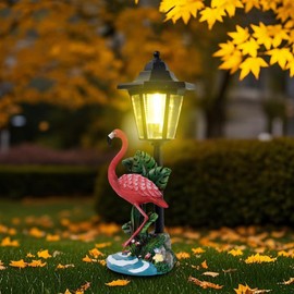 JIALINXIA Solar Outdoor Garden Decorative Flamingo Statue with Light, Solar-Powered Outdoor Decorations for Patio Yard Lawn Walkway Ornaments for Gifts for Mom Grandma Birthday (Red)