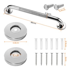 Sudnsadaks 2pcs Haltegriff Bad für Senioren, 304 Edelstahl 30cm Dusche Badewannengriff mit Gerändelte Fläche, Bad Wannengriff, Badezimmer Duschgriffe Sicherheitsgriff für Wandmontage wc Bad Rutschfest