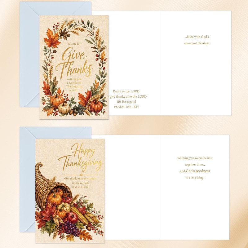 FLYAB 24 Pack Religious Thanksgiving Cards for Family Teachers Employees