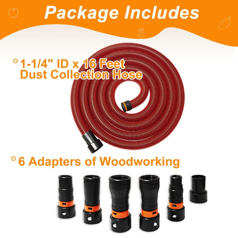 16FT Shop Vac Hose, Dust Collection Hose Kit for Home&Shop