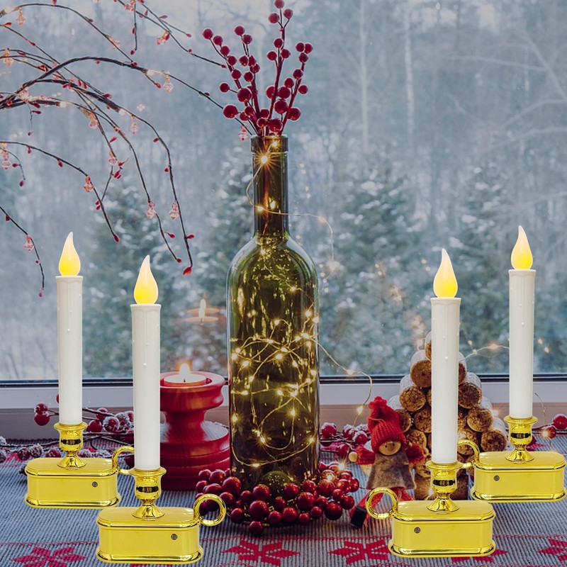 Abeja 4 Pack Christmas Candle Lights, Battery Operated Window Candle