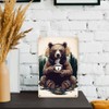 DOODLREAM Wall Decoration Rustic Bear Drinking Coffee Tin Sign Retro