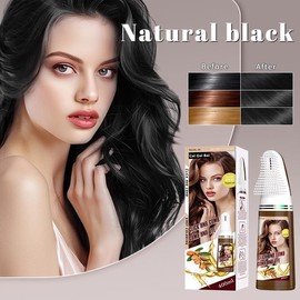 3 in 1 Hair Dye Shampoo - Can cover gray hairs,Herbal Ingredients,Contains Ginseng Extract,Natural Haircoloring, black hairdye, Easter's Gift shampoo-herbal ingredient - Color: Natural Black