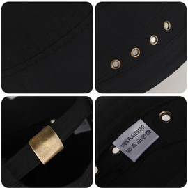 HIQIU Military Cap Men's Army Cap Cadet Hat Unisex Vintage Military Army Flat Caps, Military Cap Adjustable Baseball Cap Sun Protection, A2# Black, Unit size