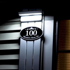 Brighticonic LED Illuminated Outdoor Address Light Waterproof - Solar House Numbers for Outside Address - Real Estate Agent Signboard Wireless Dusk to Dawn Lighting for Homes Yard Business Sign Lights