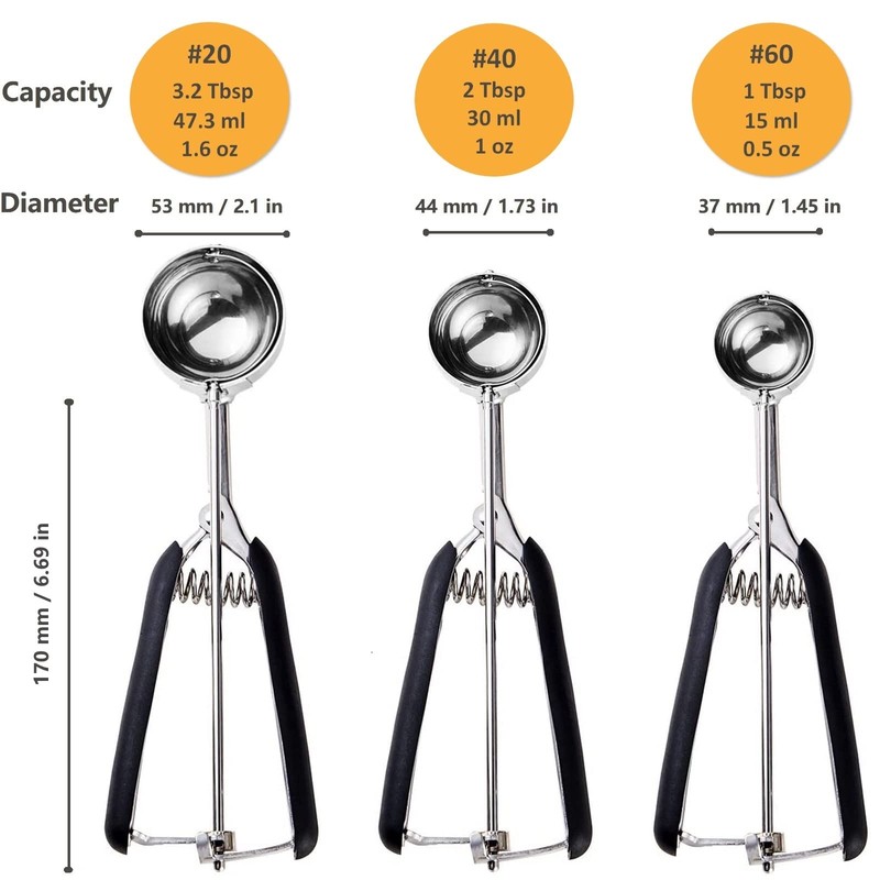 Cookie Scoop Set, 3Pcs Ice Cream Scoop, Cookie Scoops for