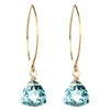 Aquamarine Blue Quartz Trillion 14k Gold Plated Sterling Silver Earrings