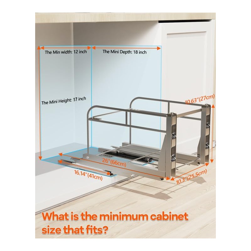 LIONONLY Pull Out Trash Can Under Cabinet Kit with Soft-Close