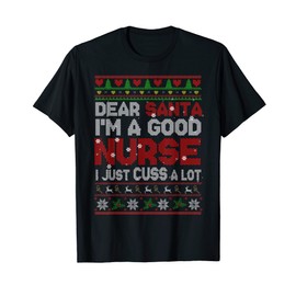 "Lieber Weihnachtsmann Ich bin eine gute Krankenschwester" Christmas Nurse Sweater T-Shirt, black