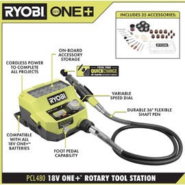 RYOBI ONE+ 18V Cordless Rotary Tool Station (Tool Only)18 Volt (Renewed)