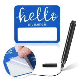 120 Pieces Hello Name Tags with Black Marker Pen, Hello My Name is Stickers Gift Sticker Labels for School Office Home(Blue)