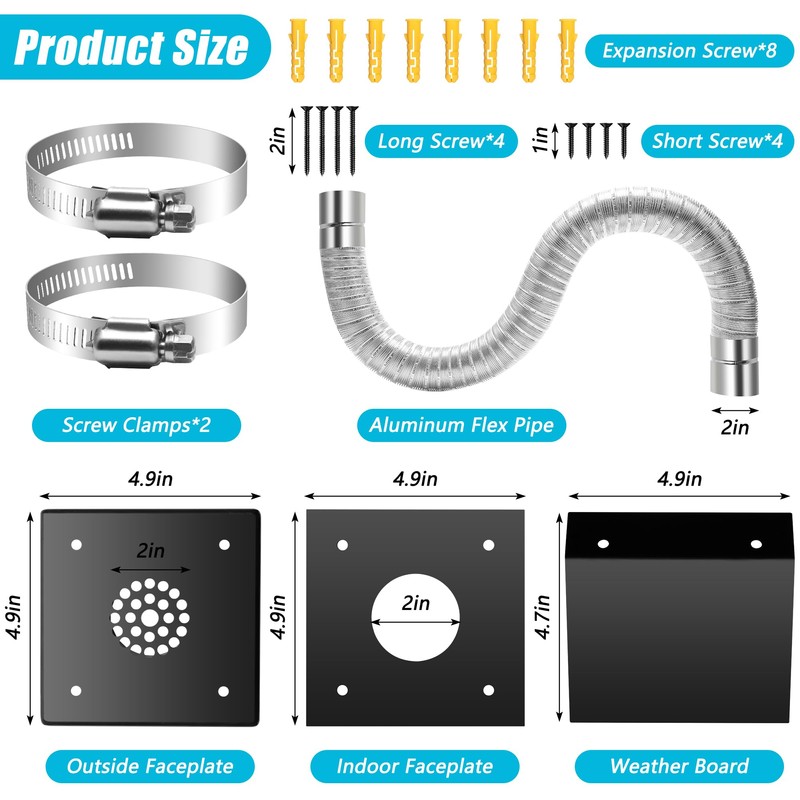 Zhaoyao Pellet Stove Pipe Kit, Aluminum 2’’ x 60’’ Pellet