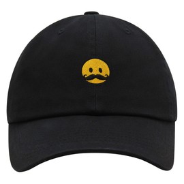 JPAK Mustache Face Premium Dad Hat Embroidered Cotton Baseball Cap Funny Black
