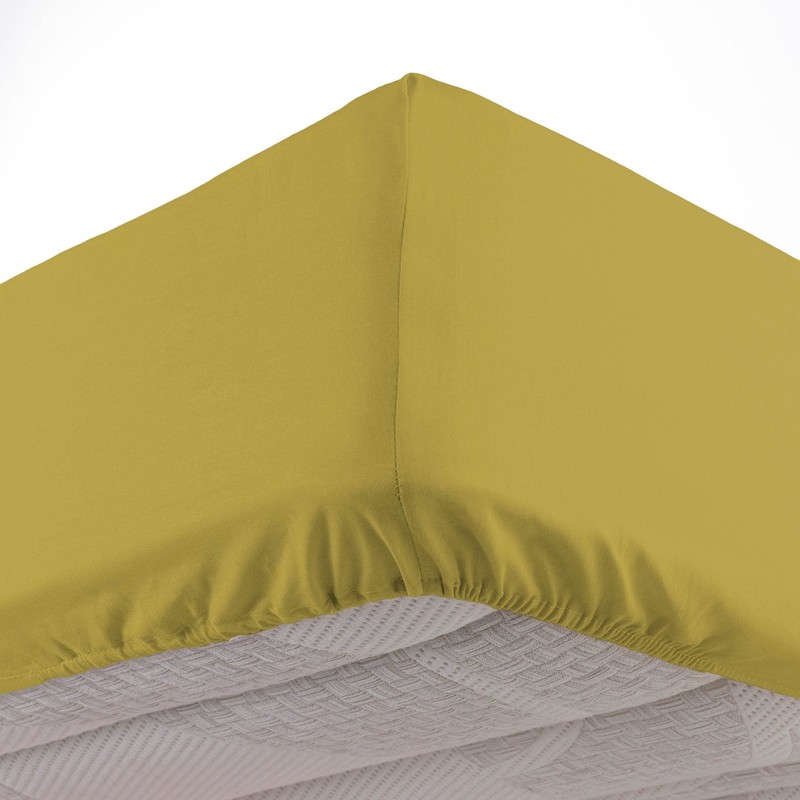 douceur d'intérieur, Fitted Sheet (160 x 200 cm) Linen Yellow,