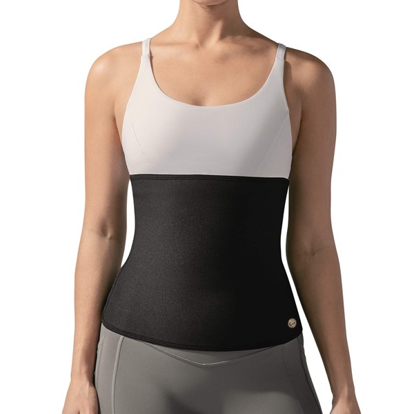 Copper Slim Waist Belt for Women - Workout Compression Belt Increases Sweat & Circulation (Black, XL)