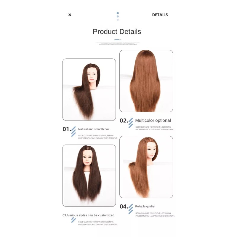 C&Q 70% Cabello Humano Maniquí Cabeza Para Trensado Cabe Maniquí