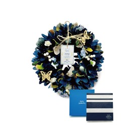 [2025 papawreath gift box packaged] Father's Day flower gift summer flower wreath natural wreath dried flowers navy blue eternal meaning: M size: 9.4 inches (240 mm) diameter x 2.4 inches (60 mm