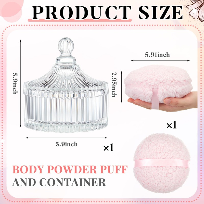Tioncy 2 Pcs Extra Large Dusting Powder Puff and Container
