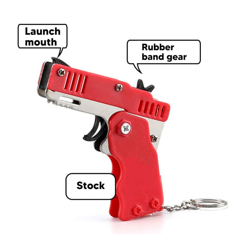 4pcs Rubber Band Launcher Toy Foldable Mini Portable Metal Rubber
