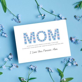 CRTURUNIQ Cut Mothers Day Card for Mom, Happy Birthday Card with Envelope from Son or Daughter, Love Mom Gifts (Floral Letters)