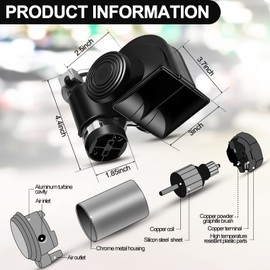 Tallew 2 Pack Air Horn for Truck 12v 150 dB Electric Loud Train Horn for Car with Relay Harness for Vehicles Motorcycle Boat(Black)
