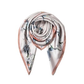 SHIROUYU 100% Mulberry Silk Scarf 35" Large Square Lightweight Scarf - Women's Silk Shawl -Silk Headband With Gift Packed