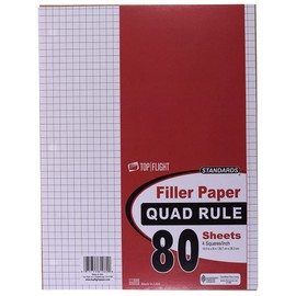 Top Flight Filler Paper, Quadrille Rule, 10.5 x 8 Inches, 80 Sheets (81060)