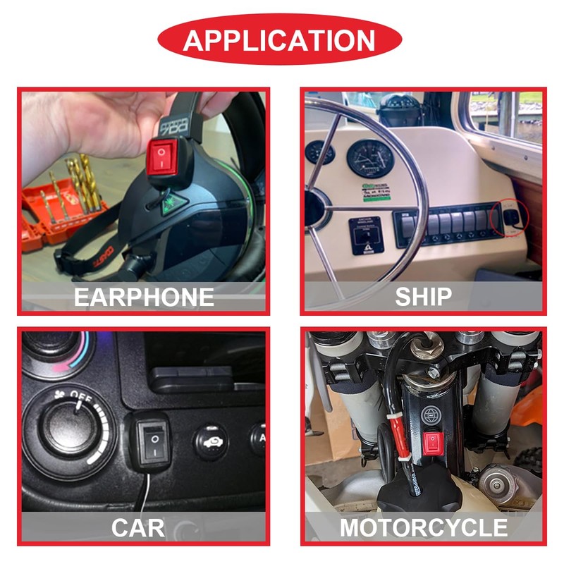 MKBKLLJY 2Pcs Black Paste Type Switch Car Rocker Switch ON/Off