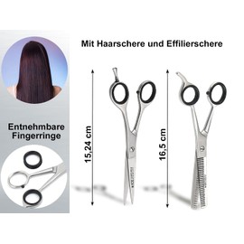 Hairdressing Scissors Set in Case, 5-Piece Set, Thinning Scissors Solingen, Hair Comb, Hair Scissors, Thinning Scissors, 15 cm
