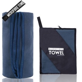 KANGSIT Microfibre Towel - compact, ultra lightweight & quick dry towel, the perfect gym, travel & swimming towel for sports, camping & hiking-80x40cm (Navy Blue, 80x40 cm)