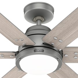 Hunter Fan Smart WiFi LED Ceiling Fan, 72 inch Matte Silver Indoor Smart Ceiling Fan with Remote, App Control with Speed and Lighting, Compatible for smart home devices (Renewed)