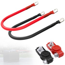 4 Gauge Battery Cable 1ft Soldered Battery Pure Copper Flex 4 Gauge AMG Wire with 3/8 Inch Lugs on Both Ends for Cars, Trucks, RV, Solar Powered Vehicles