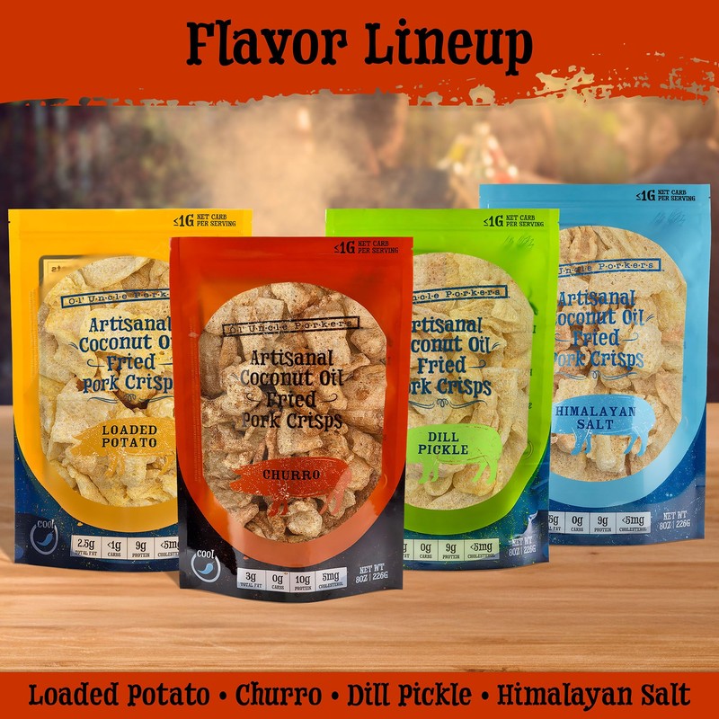 Ol' Uncle Porkers Keto-Friendly Pork Rinds Fried in Coconut Oil,