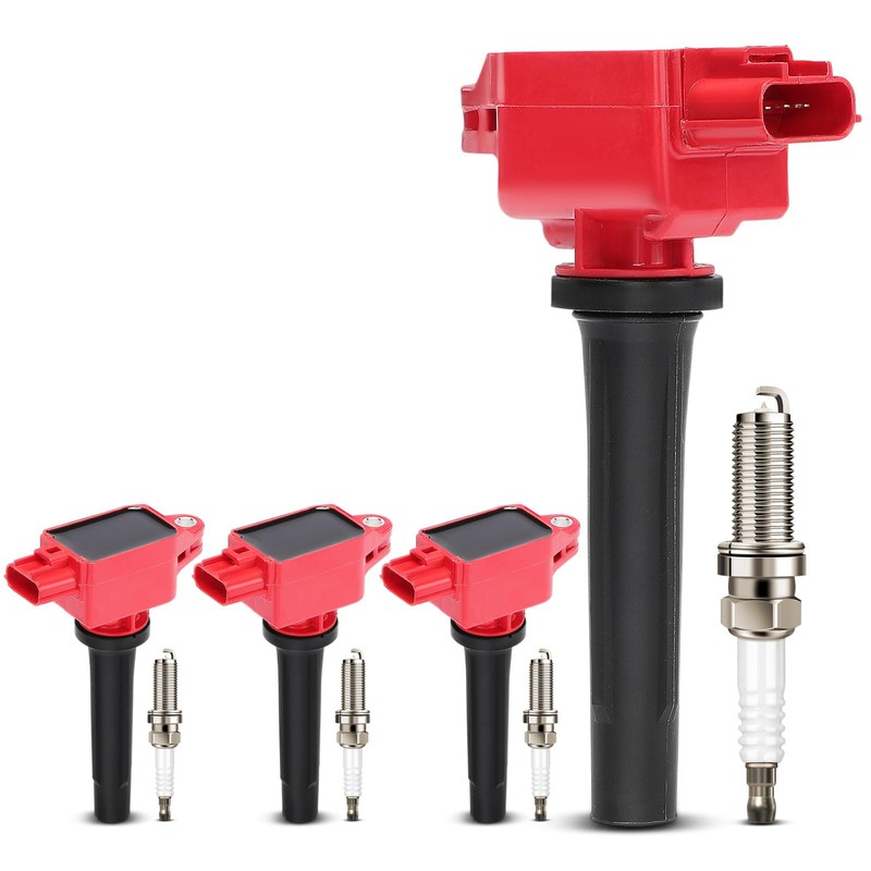 A-Premium (Red) Set of 8 Ignition Coil Pack and Iridium