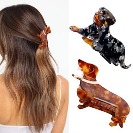 2Pcs Dog Hair Clips Claw for Women Girls Cute Small Hairpins Hairgrips Brooch Corgi Dachshund Bulldog Cute Non-Slip Hair for Teens