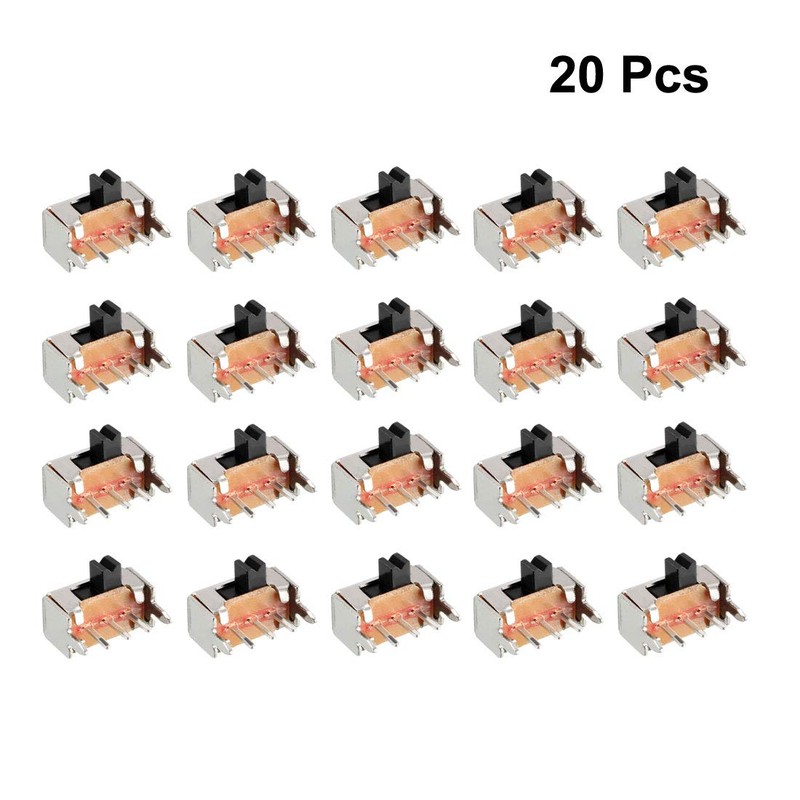 uxcell 20Pcs 2mm Horizontal Slide Switch SPDT 1P2T 3 Terminals
