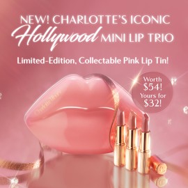 Charlotte Tilbury Iconic Hollywood Lip Trio - Limited-Edition Lipstick Gift Set Featuring K.I.S.S.I.N.G Shades - Moisturizing, Flattering Travel Size Lipsticks
