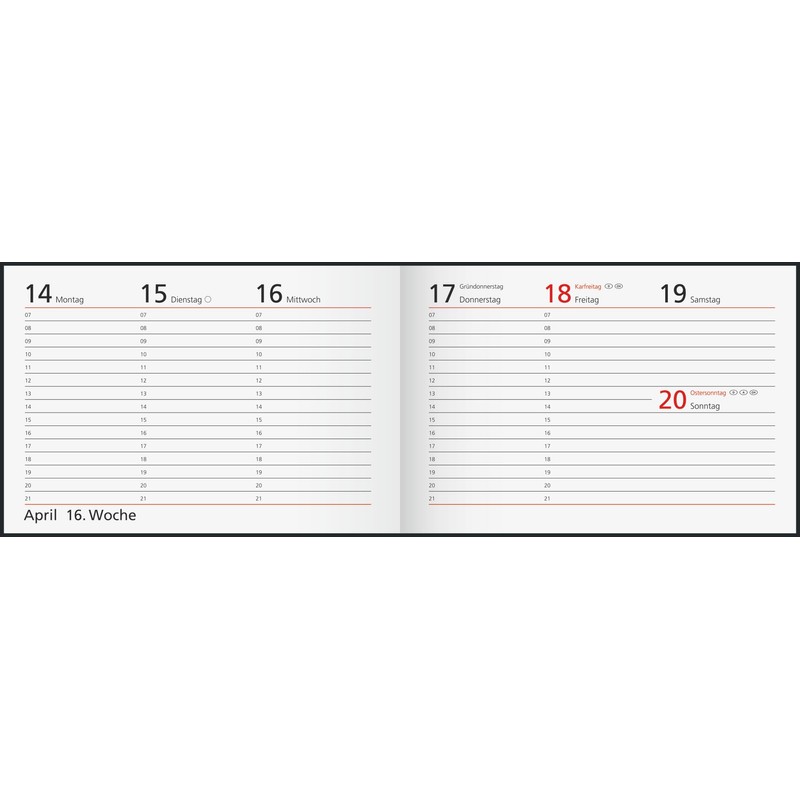 rido/idé Taschenkalender Mod. Septimus 2026 | A6 quer, Kunststoff, schwarz