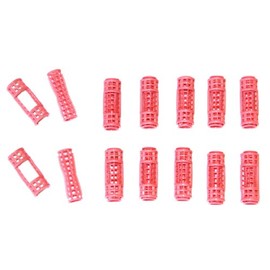 12pc Small Mini Tiny Snap On (Clip-On) Hair Rollers PINK