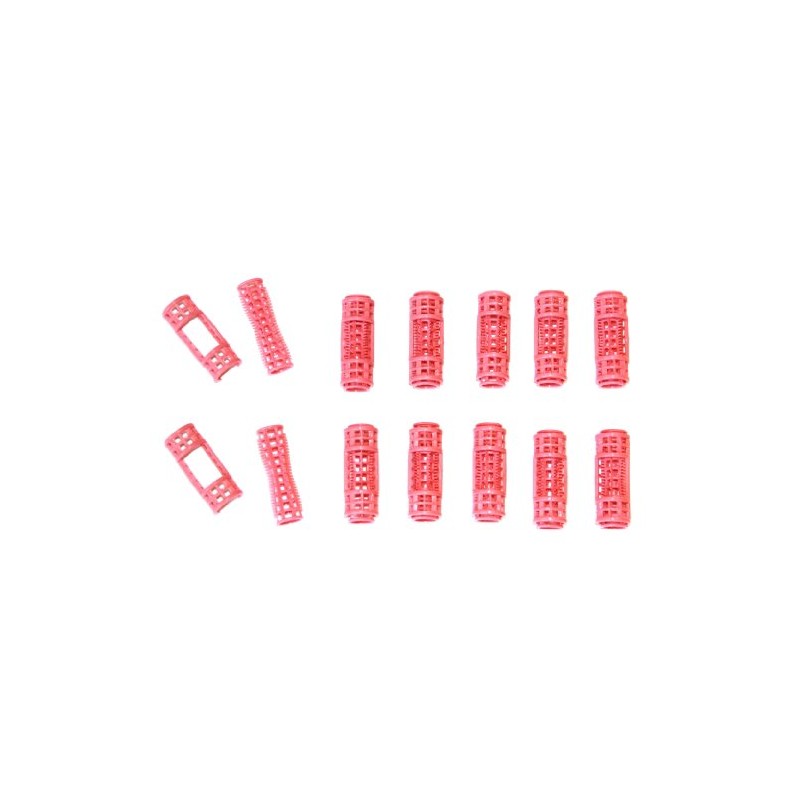 12pc Small Mini Tiny Snap On (Clip-On) Hair Rollers PINK