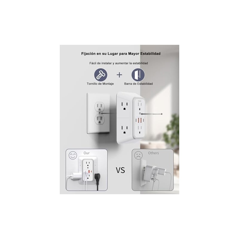 Extensor de Enchufe de Pared, Protector de Sobretensión, Extensor Enchufe