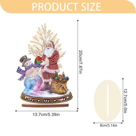 JISHSHAY Diamond Painting Tabletop Decoration 5D DIY Christmas Diamond Art Desktop Ornaments with Santa Claus Snowman Special Shaped Crystal Christmas Diamond Art Christmas Decoration