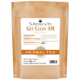 The Republic of Tea Be Well Teas, Get Clean AM Herbal Tea, Refill Pack of 36 Tea Bags