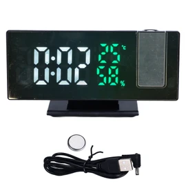 LED Digital Alarm Projector Clock Multifunction Four Levels Brightness Angle Adjustable for Household