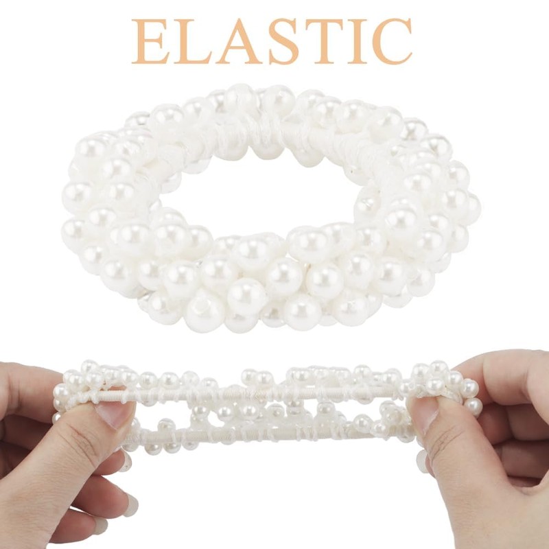 Haargummi mit Perlen, 9 Stück Elastische Haargummis Perlen, Haarschmuck Perlen,