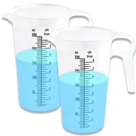 2-PACK ACCUPOUR Measuring Pitcher, Pool Measuring Cup for Chemicals, Plastic, Multipurpose - Great for Oil, Chemicals, Pool and Lawn - Ounce (oz) and Milliliter (mL) Increments (8oz)