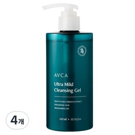 Abka Ultra Mild Houttuynia cordata Hyaluronic Hypoallergenic Cleansing Gel, 4 pieces, 300ml / 아브카 울트라 마일드 어성초 히알루로닉 저자극 클렌징젤, 4개, 300ml